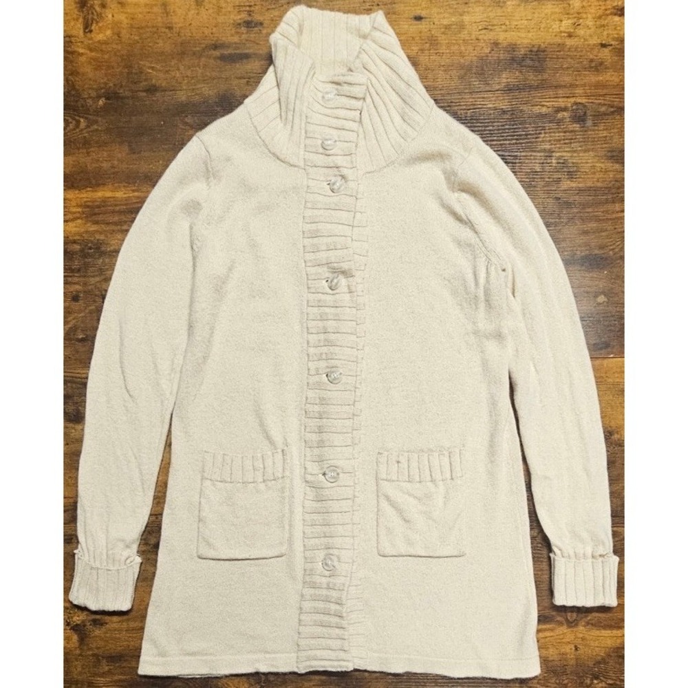 Patagonia Lambswool Blend Button Up Long Sleeve Long Sweater Beige Size XLarge